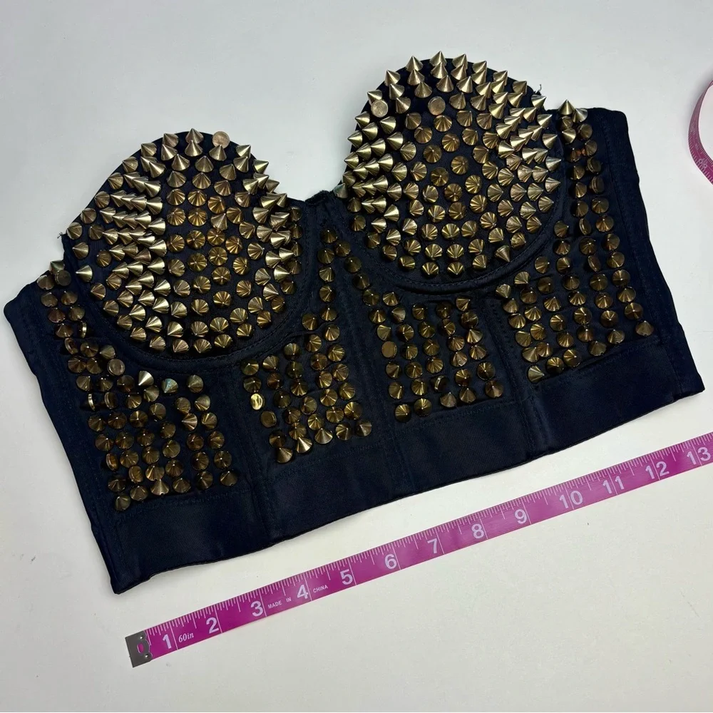 Vintage Retro Black Studded Bustier - Picture 8 of 9